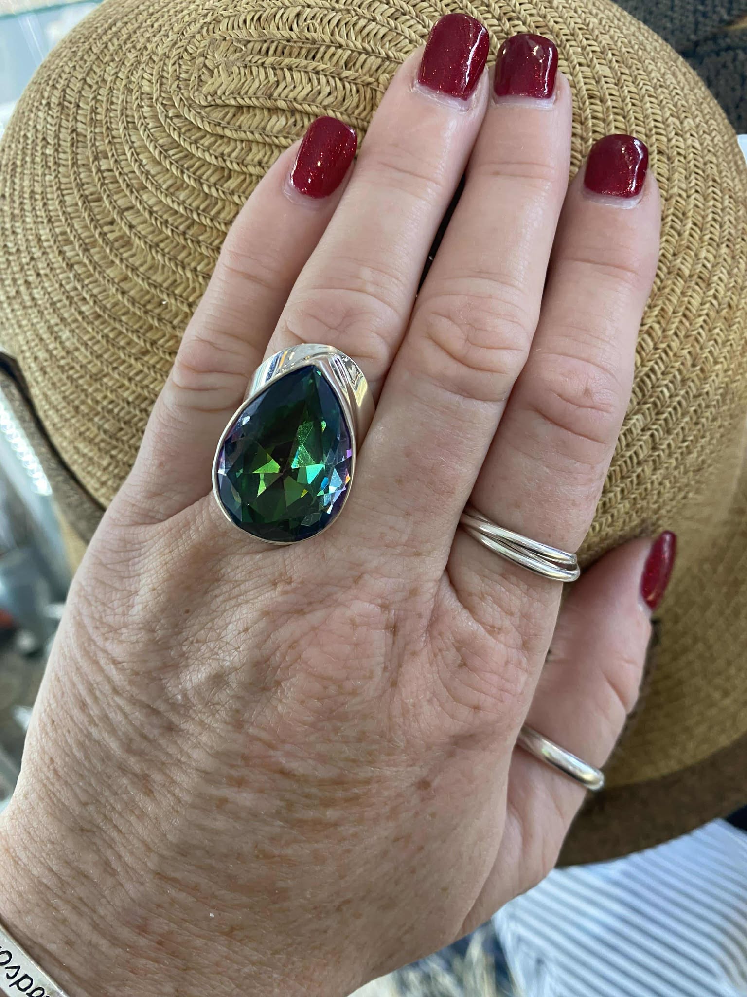 Mystic Fire Topaz Large Teardrop Ring