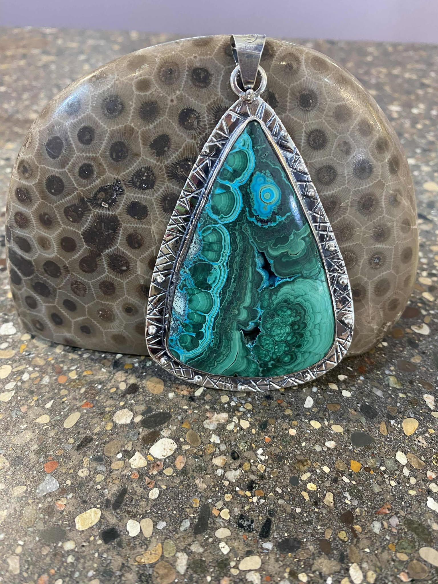 Malachite Triangle Statement Pendant