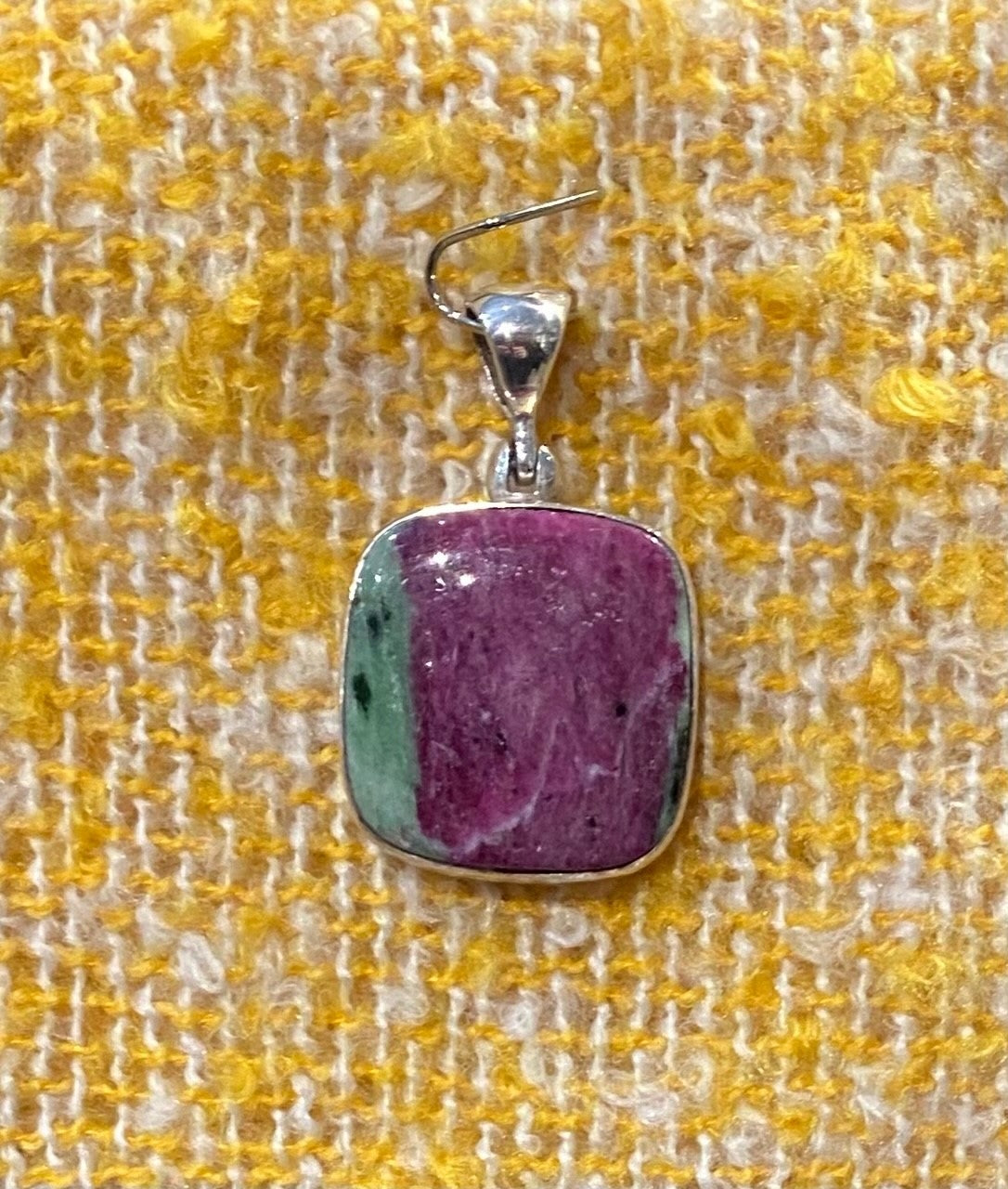 Ruby Zoisite Square Pendant