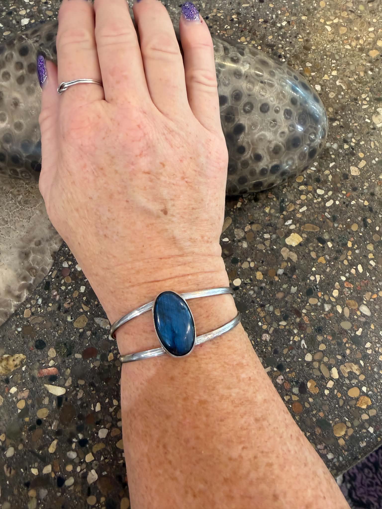 Labradorite Oval Cuff Bracelet