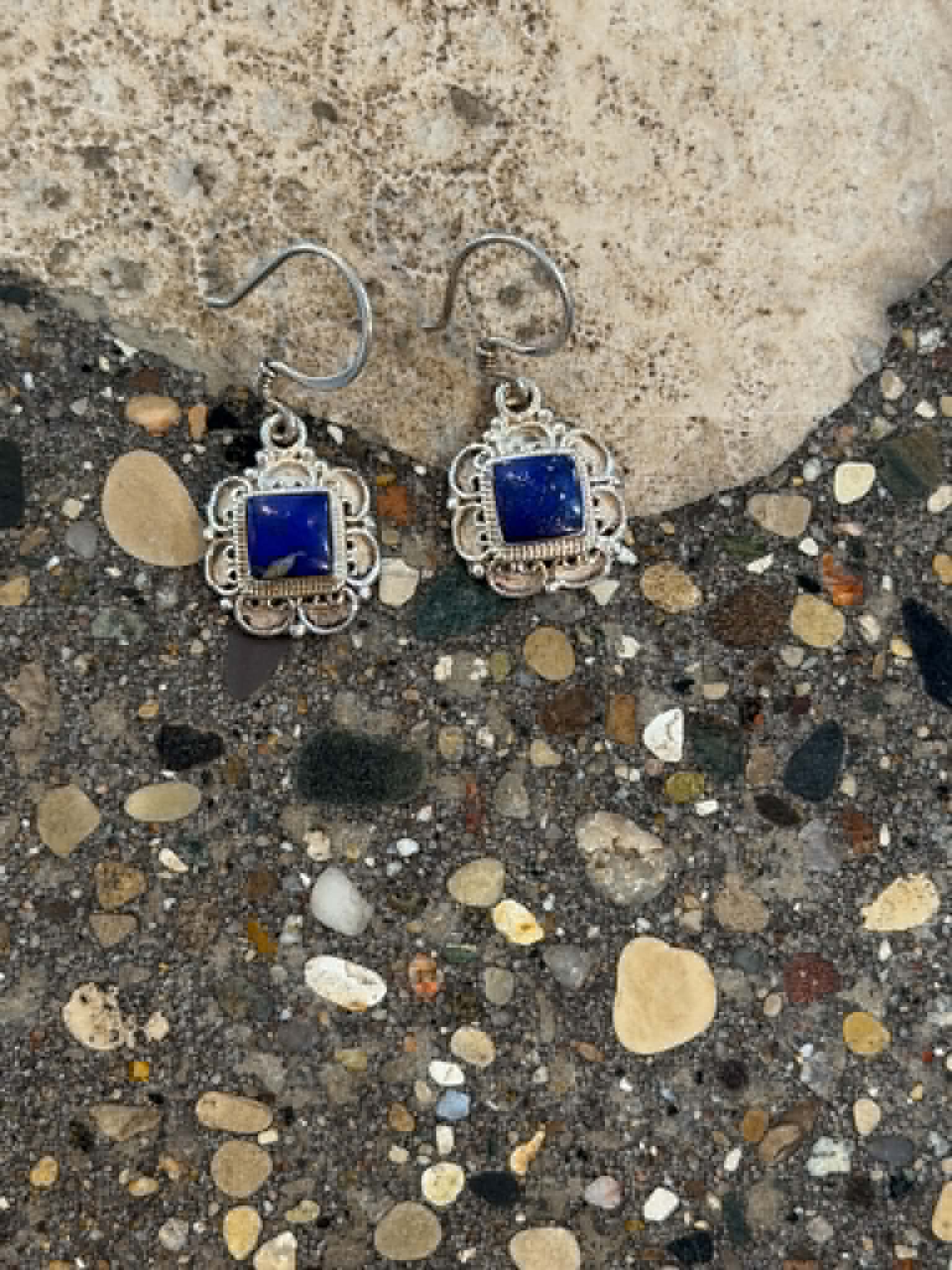 Lapis Lazuli Square Earrings