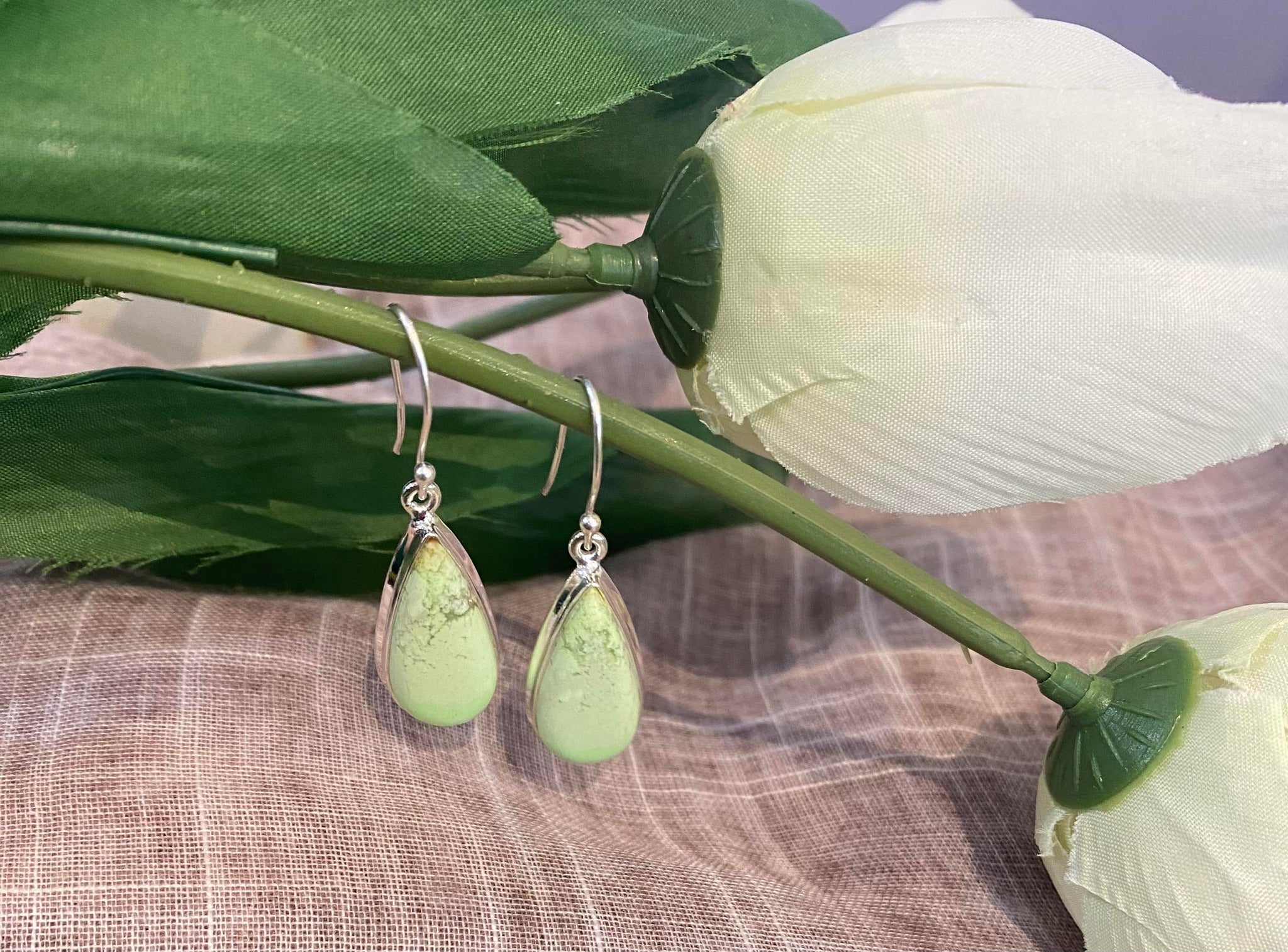 Lemon Chrysoprase Teardrop Earrings