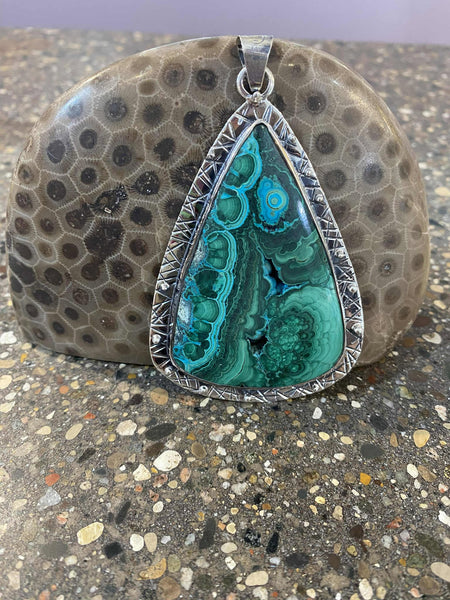 Malachite Triangle Statement Pendant