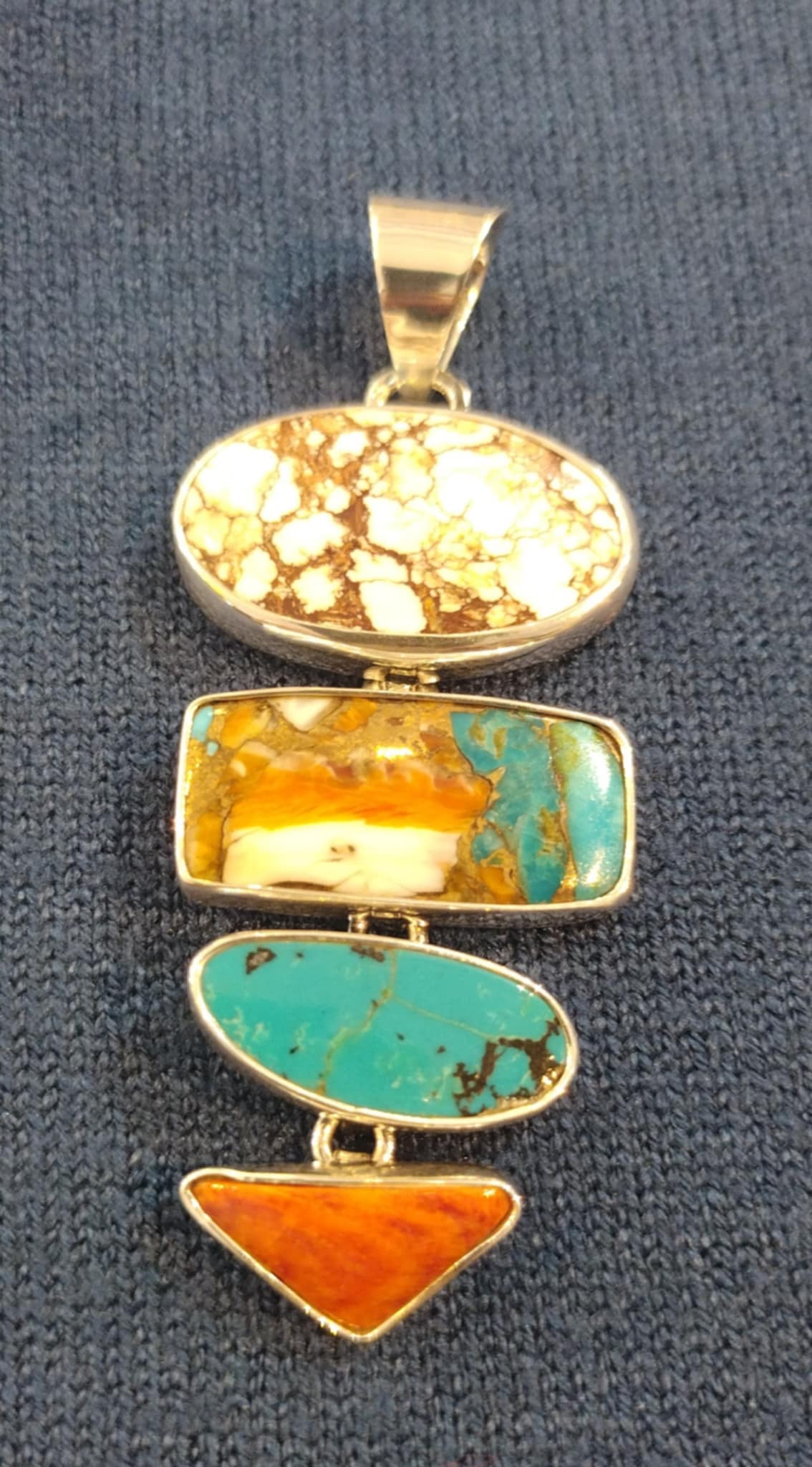 Multi Turquoise pendant in Sterling Silver