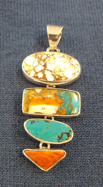 Multi Turquoise pendant in Sterling Silver