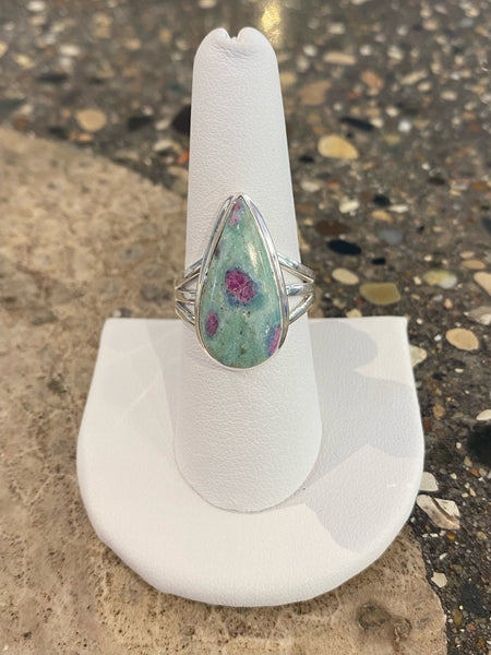 Ruby Fuchsite Teardrop Ring