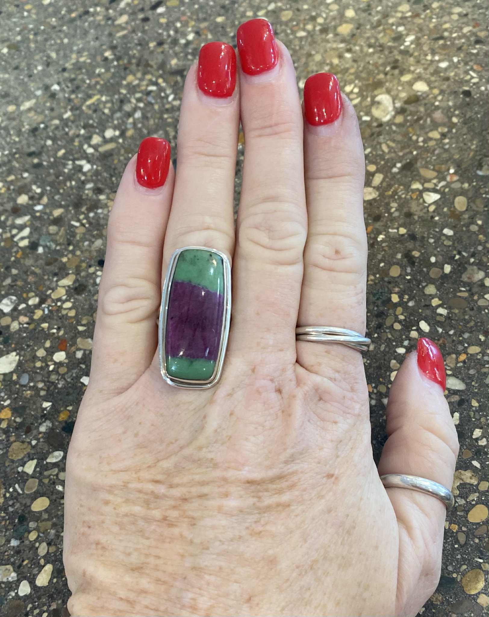 Ruby Zoisite Oblong Ring