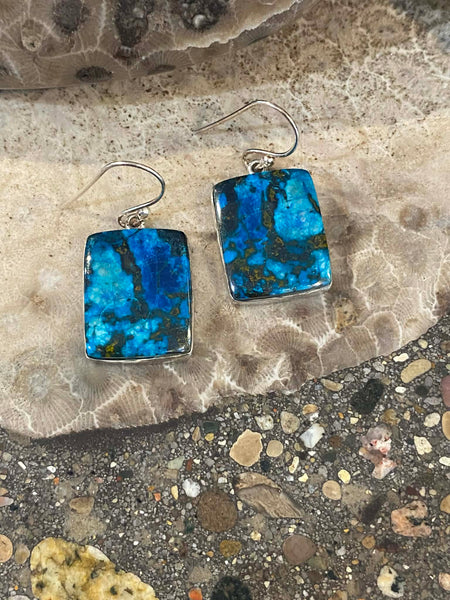 Azurite Rectangle Earrings