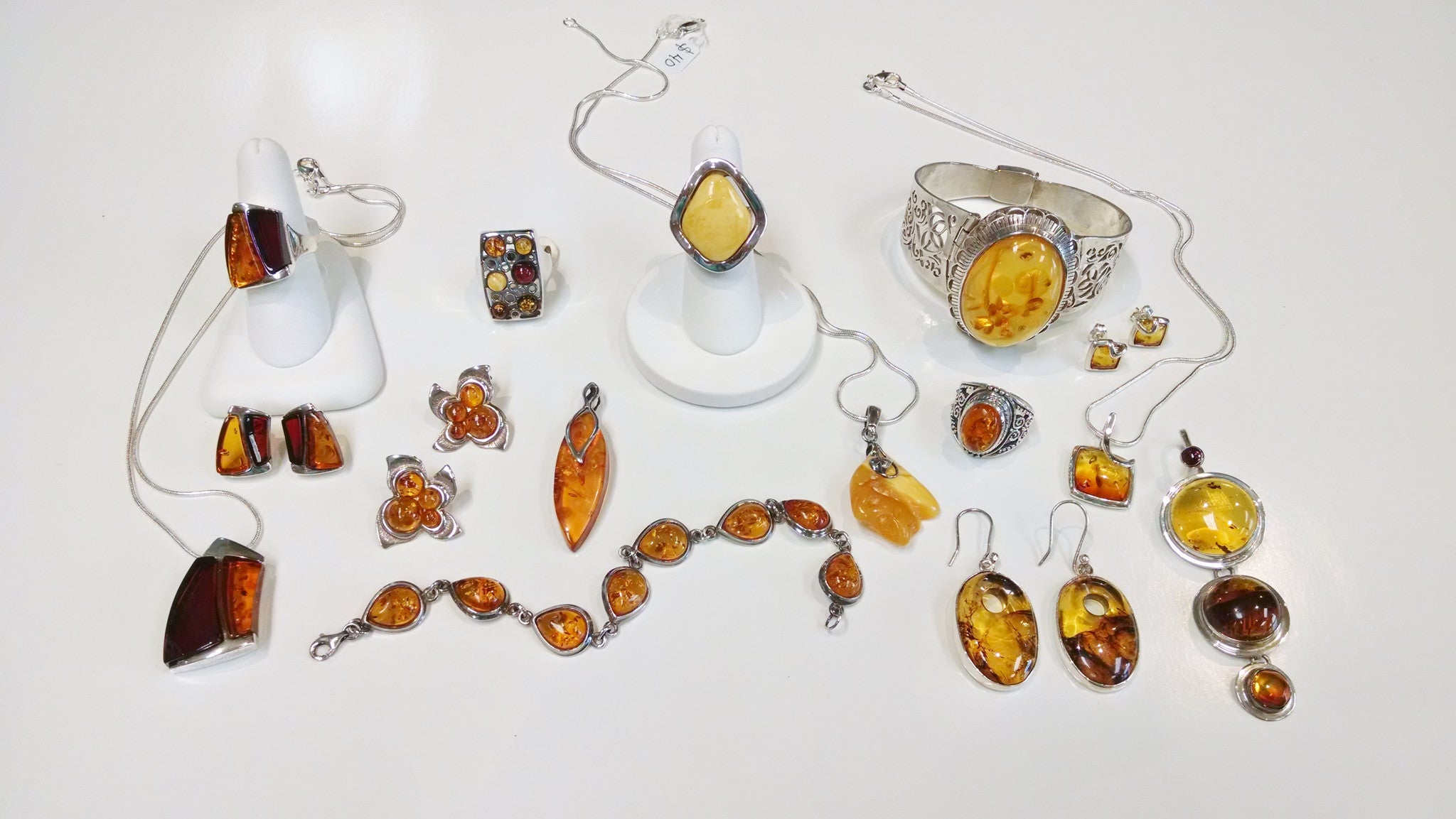 Amber and Sterling Silver Nest Pendant