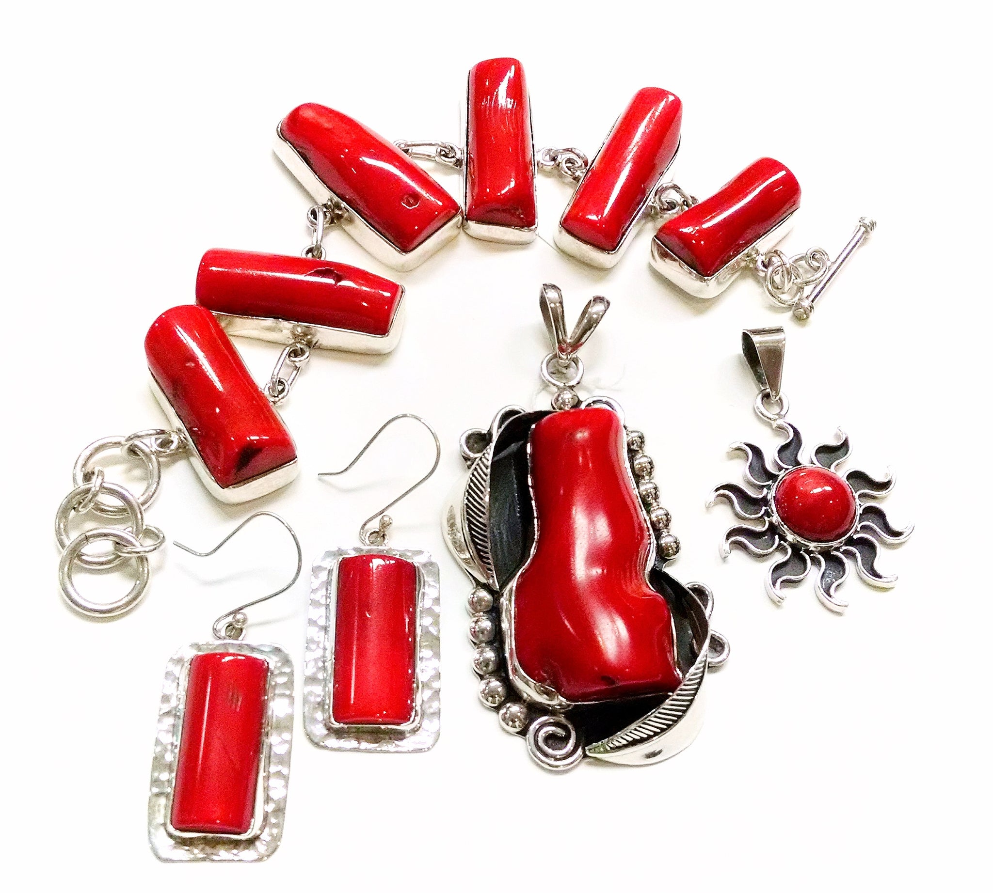 Red Coral Silver-Capped Pendant